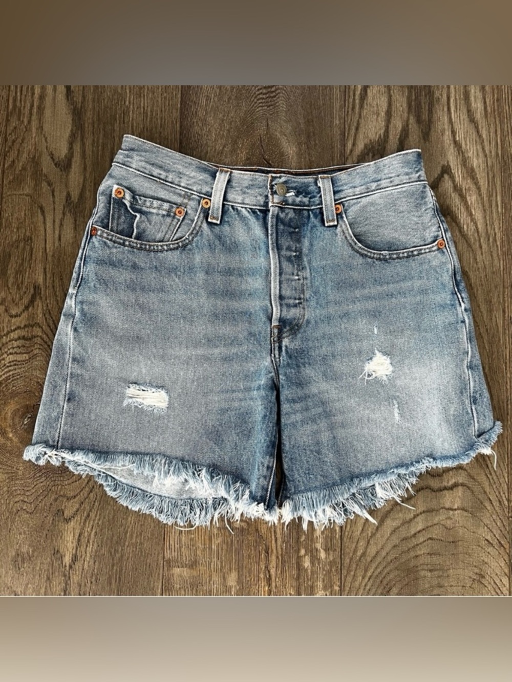 LEVI’S 501 Button Fly Denim Jean Cutoff Shorts Red Tab Size 26